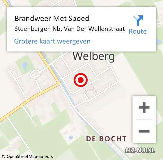 Locatie op kaart van de 112 melding: Brandweer Met Spoed Naar Steenbergen Nb, Van Der Wellenstraat op 23 februari 2017 19:39