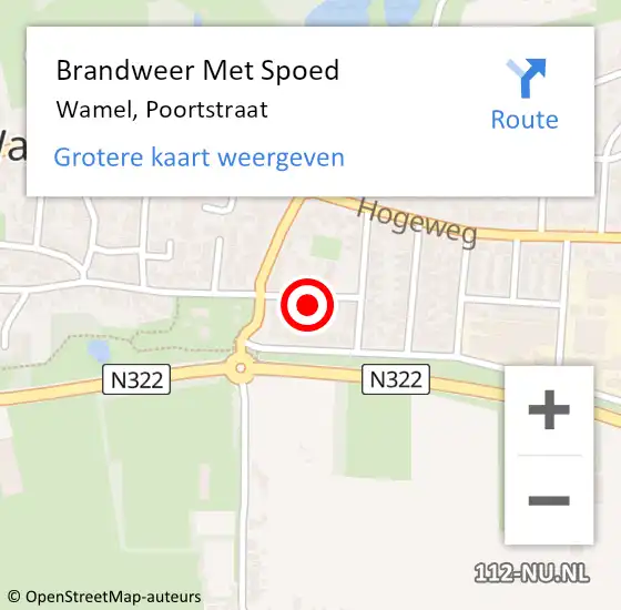 Locatie op kaart van de 112 melding: Brandweer Met Spoed Naar Wamel, Poortstraat op 23 februari 2017 19:40