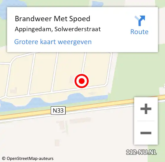 Locatie op kaart van de 112 melding: Brandweer Met Spoed Naar Appingedam, Solwerderstraat op 23 februari 2017 19:43