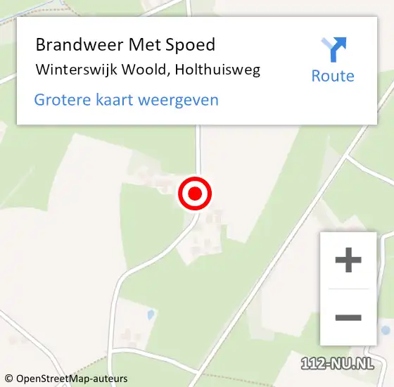 Locatie op kaart van de 112 melding: Brandweer Met Spoed Naar Winterswijk Woold, Holthuisweg op 23 februari 2017 19:47