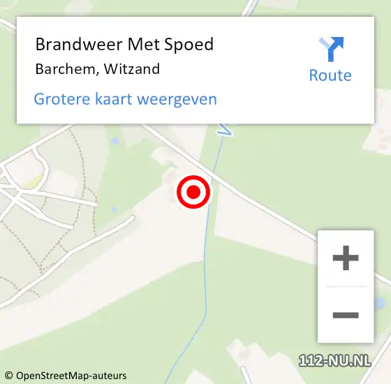 Locatie op kaart van de 112 melding: Brandweer Met Spoed Naar Barchem, Witzand op 23 februari 2017 19:50