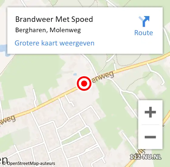 Locatie op kaart van de 112 melding: Brandweer Met Spoed Naar Bergharen, Molenweg op 23 februari 2017 19:51