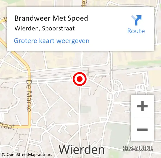 Locatie op kaart van de 112 melding: Brandweer Met Spoed Naar Wierden, Spoorstraat op 23 februari 2017 19:52