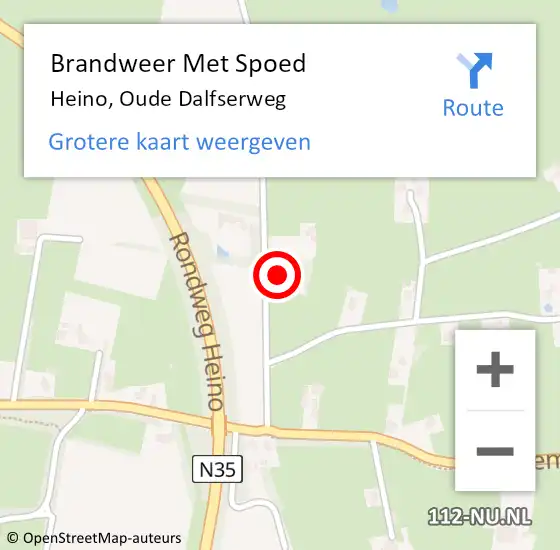 Locatie op kaart van de 112 melding: Brandweer Met Spoed Naar Heino, Oude Dalfserweg op 23 februari 2017 19:57