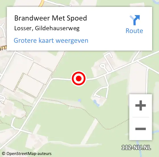 Locatie op kaart van de 112 melding: Brandweer Met Spoed Naar Losser, Gildehauserweg op 23 februari 2017 19:58