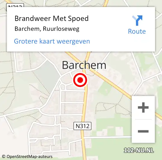 Locatie op kaart van de 112 melding: Brandweer Met Spoed Naar Barchem, Ruurloseweg op 23 februari 2017 19:59