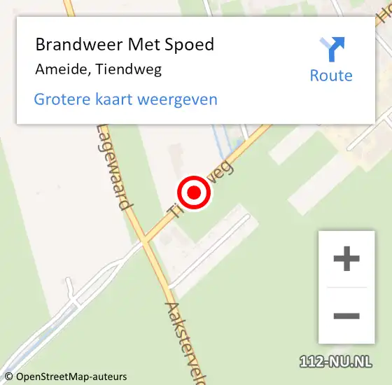 Locatie op kaart van de 112 melding: Brandweer Met Spoed Naar Ameide, Tiendweg op 23 februari 2017 20:00