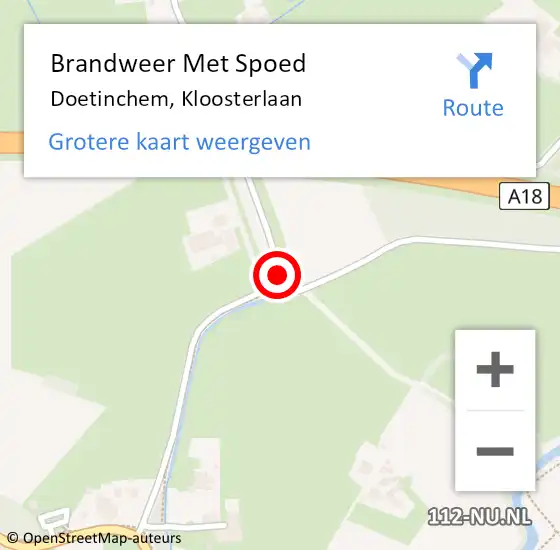 Locatie op kaart van de 112 melding: Brandweer Met Spoed Naar Doetinchem, Kloosterlaan op 23 februari 2017 20:16