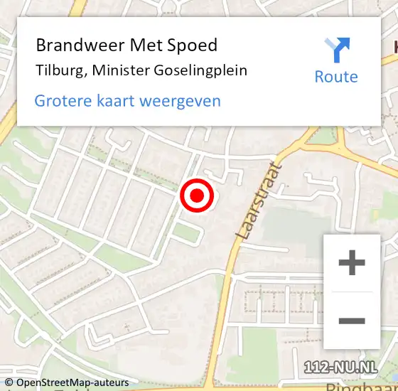 Locatie op kaart van de 112 melding: Brandweer Met Spoed Naar Tilburg, Minister Goselingplein op 23 februari 2017 20:18