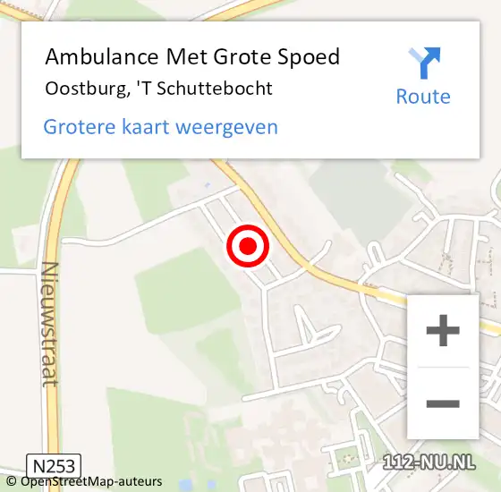 Locatie op kaart van de 112 melding: Ambulance Met Grote Spoed Naar Oostburg, 'T Schuttebocht op 23 februari 2017 20:20