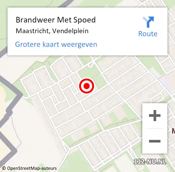 Locatie op kaart van de 112 melding: Brandweer Met Spoed Naar Maastricht, Vendelplein op 23 februari 2017 20:23