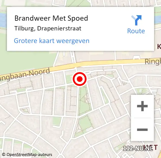 Locatie op kaart van de 112 melding: Brandweer Met Spoed Naar Tilburg, Drapenierstraat op 23 februari 2017 20:33