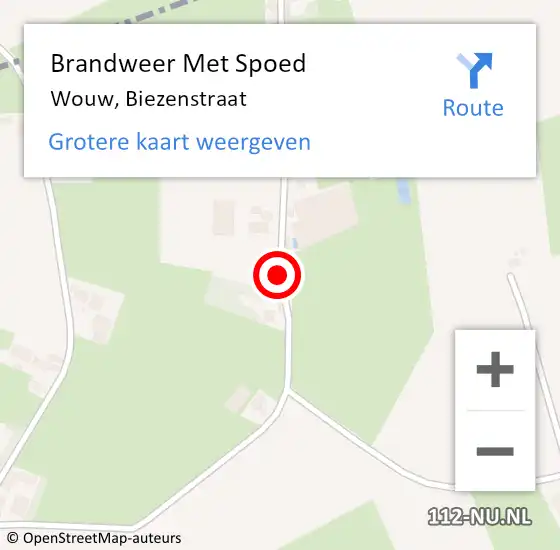 Locatie op kaart van de 112 melding: Brandweer Met Spoed Naar Wouw, Biezenstraat op 23 februari 2017 20:37