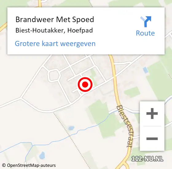 Locatie op kaart van de 112 melding: Brandweer Met Spoed Naar Biest-Houtakker, Hoefpad op 23 februari 2017 21:06