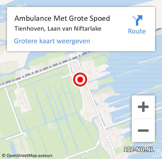 Locatie op kaart van de 112 melding: Ambulance Met Grote Spoed Naar Tienhoven, Laan van Niftarlake op 23 februari 2017 21:21