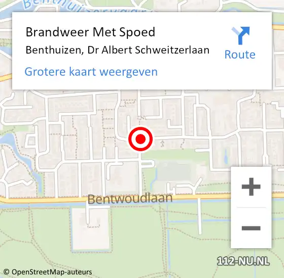 Locatie op kaart van de 112 melding: Brandweer Met Spoed Naar Benthuizen, Dr Albert Schweitzerlaan op 23 februari 2017 21:26