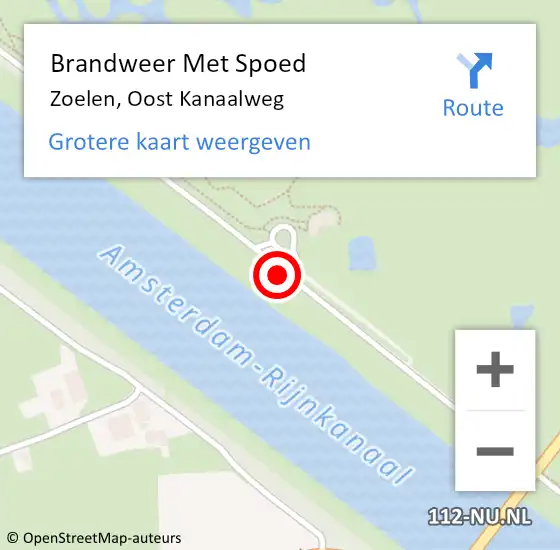 Locatie op kaart van de 112 melding: Brandweer Met Spoed Naar Zoelen, Oost Kanaalweg op 23 februari 2017 21:28