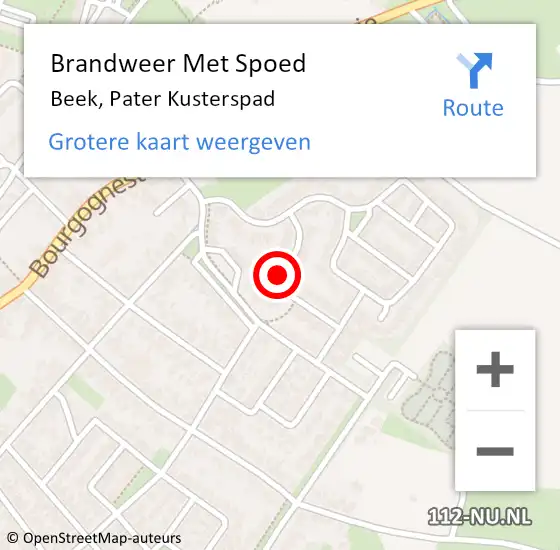 Locatie op kaart van de 112 melding: Brandweer Met Spoed Naar Beek, Pater Kusterspad op 23 februari 2017 21:30