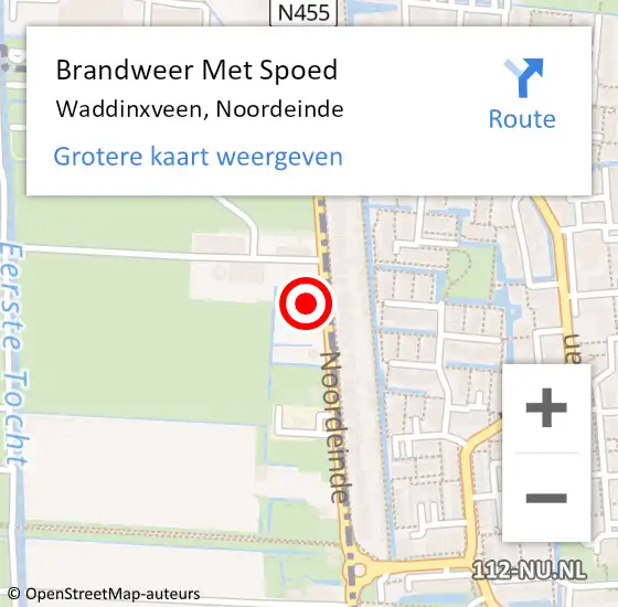 Locatie op kaart van de 112 melding: Brandweer Met Spoed Naar Waddinxveen, Noordeinde op 23 februari 2017 21:45