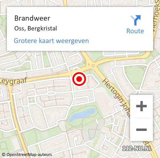 Locatie op kaart van de 112 melding: Brandweer Oss, Bergkristal op 23 februari 2017 21:50