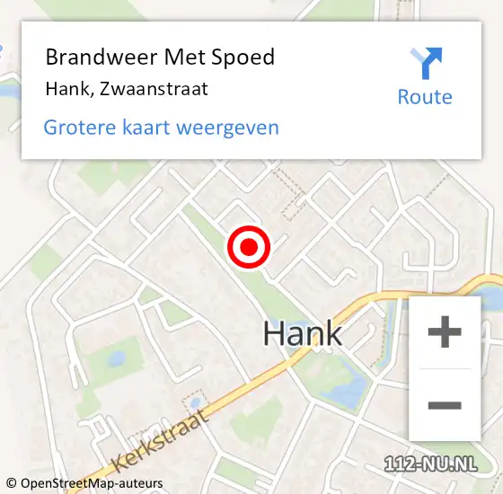 Locatie op kaart van de 112 melding: Brandweer Met Spoed Naar Hank, Zwaanstraat op 23 februari 2017 21:52