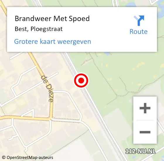 Locatie op kaart van de 112 melding: Brandweer Met Spoed Naar Best, Ploegstraat op 23 februari 2017 21:56