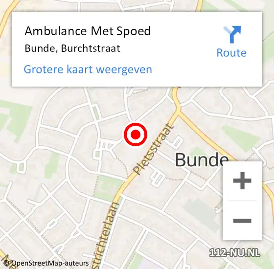 Locatie op kaart van de 112 melding: Ambulance Met Spoed Naar Bunde, Burchtstraat op 12 januari 2014 02:44