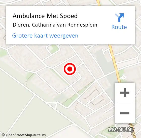 Locatie op kaart van de 112 melding: Ambulance Met Spoed Naar Dieren, Catharina van Rennesplein op 23 februari 2017 22:14
