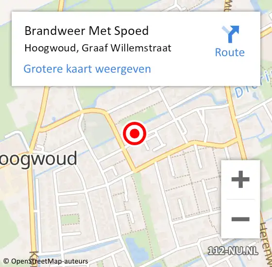 Locatie op kaart van de 112 melding: Brandweer Met Spoed Naar Hoogwoud, Graaf Willemstraat op 23 februari 2017 22:15