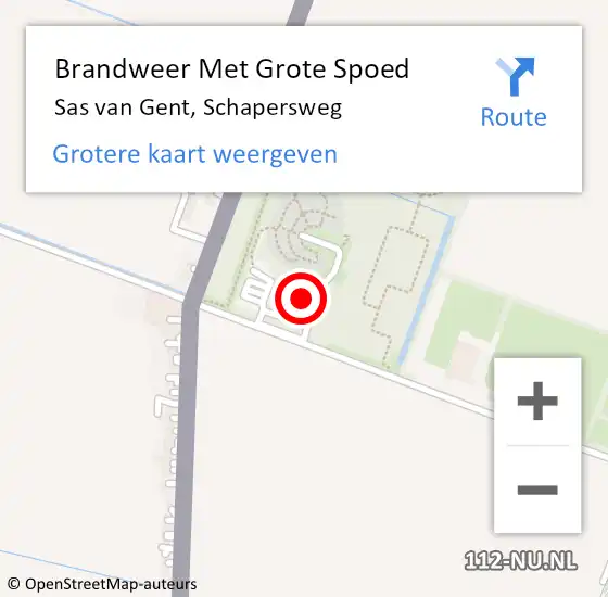 Locatie op kaart van de 112 melding: Brandweer Met Grote Spoed Naar Sas van Gent, Schapersweg op 12 januari 2014 02:49