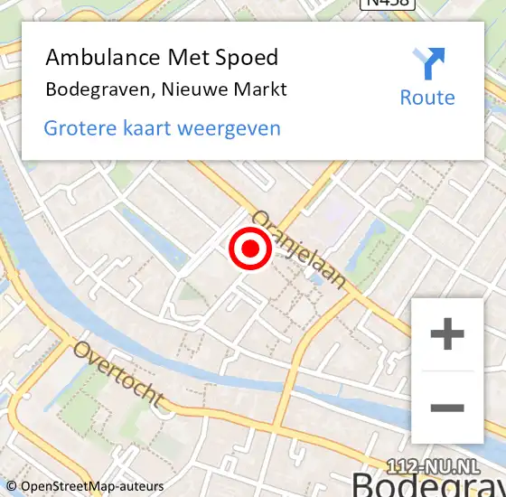 Locatie op kaart van de 112 melding: Ambulance Met Spoed Naar Bodegraven, Nieuwe Markt op 23 februari 2017 22:37