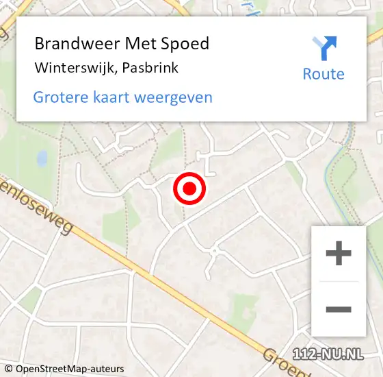 Locatie op kaart van de 112 melding: Brandweer Met Spoed Naar Winterswijk, Pasbrink op 23 februari 2017 22:47