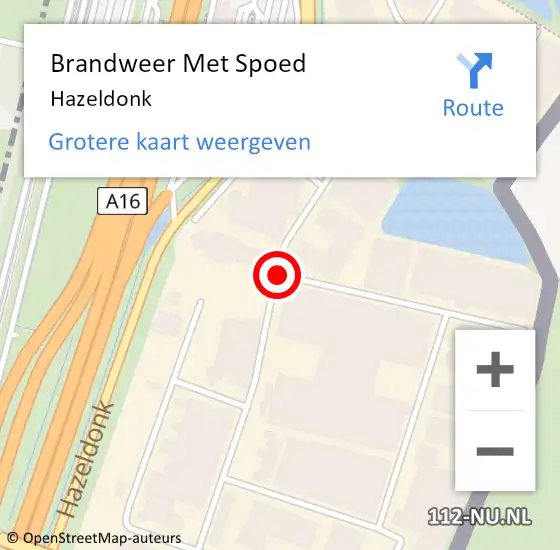 Locatie op kaart van de 112 melding: Brandweer Met Spoed Naar Hazeldonk op 23 februari 2017 22:48