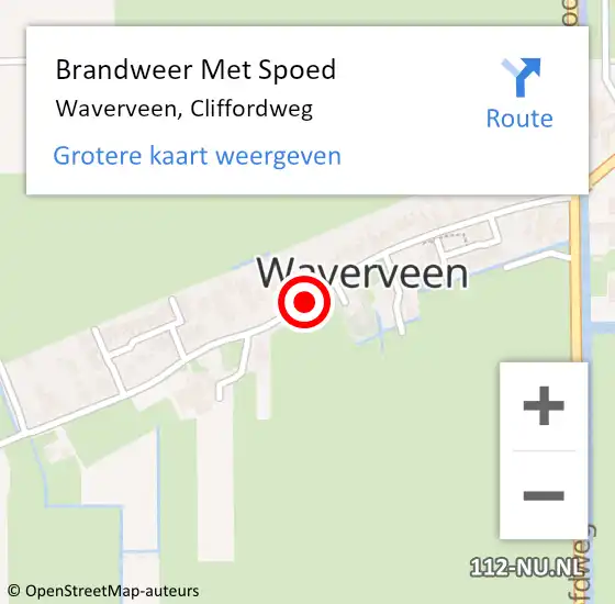 Locatie op kaart van de 112 melding: Brandweer Met Spoed Naar Waverveen, Cliffordweg op 23 februari 2017 22:48