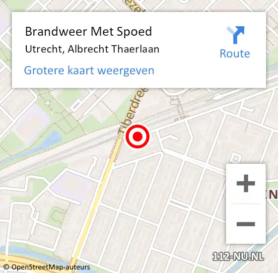 Locatie op kaart van de 112 melding: Brandweer Met Spoed Naar Utrecht, Albrecht Thaerlaan op 23 februari 2017 23:09