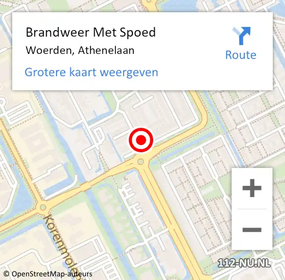 Locatie op kaart van de 112 melding: Brandweer Met Spoed Naar Woerden, Athenelaan op 23 februari 2017 23:27