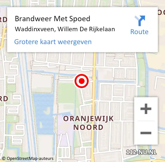 Locatie op kaart van de 112 melding: Brandweer Met Spoed Naar Waddinxveen, Willem De Rijkelaan op 23 februari 2017 23:32