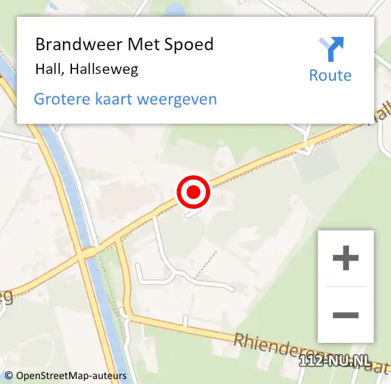 Locatie op kaart van de 112 melding: Brandweer Met Spoed Naar Hall, Hallseweg op 23 februari 2017 23:48