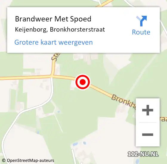 Locatie op kaart van de 112 melding: Brandweer Met Spoed Naar Keijenborg, Bronkhorsterstraat op 24 februari 2017 00:04