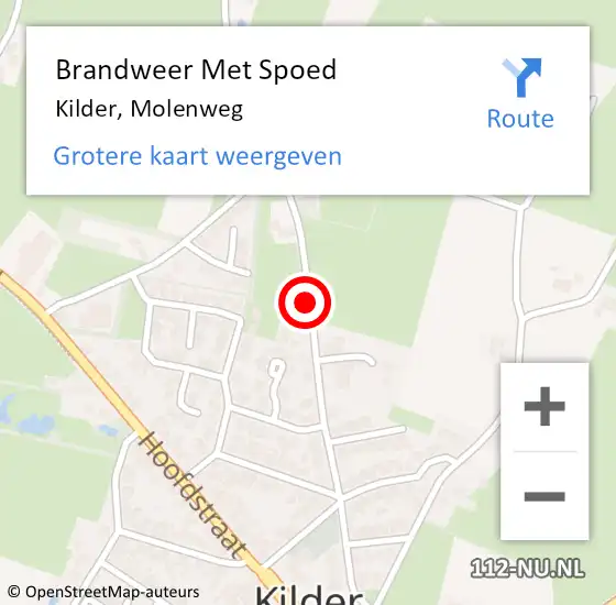 Locatie op kaart van de 112 melding: Brandweer Met Spoed Naar Kilder, Molenweg op 24 februari 2017 00:09