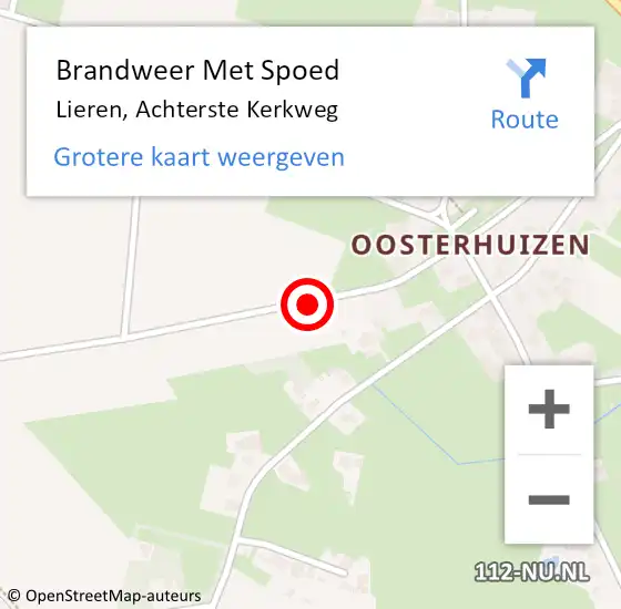 Locatie op kaart van de 112 melding: Brandweer Met Spoed Naar Lieren, Achterste Kerkweg op 24 februari 2017 00:10