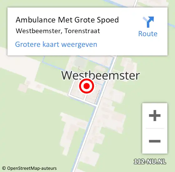 Locatie op kaart van de 112 melding: Ambulance Met Grote Spoed Naar Westbeemster, Torenstraat op 24 februari 2017 00:15