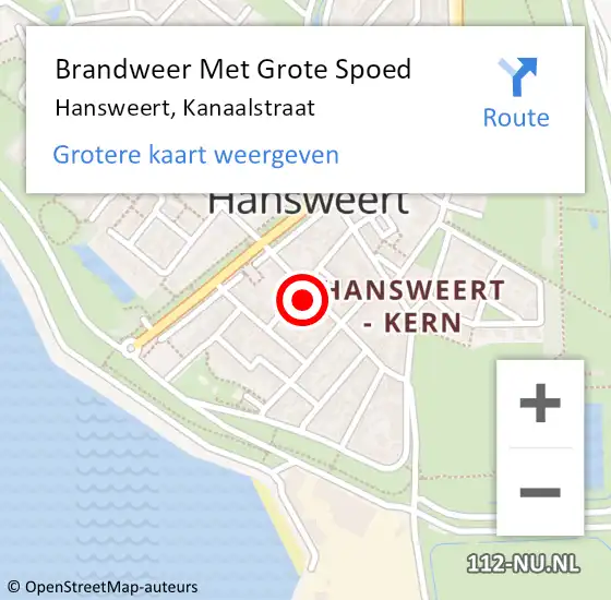 Locatie op kaart van de 112 melding: Brandweer Met Grote Spoed Naar Hansweert, Kanaalstraat op 24 februari 2017 00:17