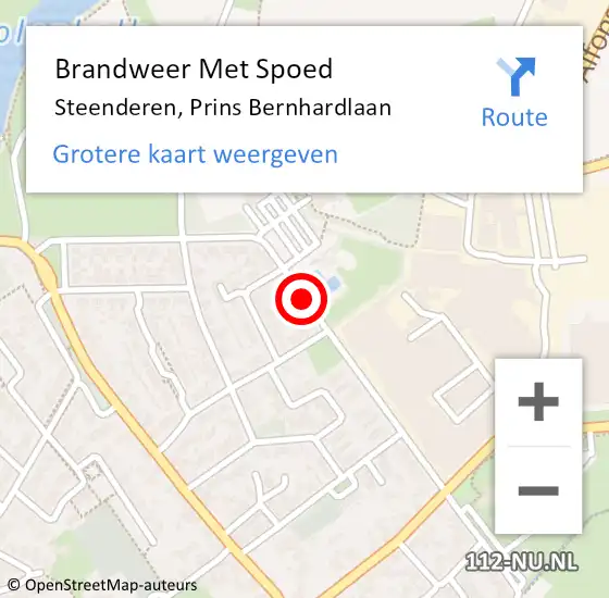 Locatie op kaart van de 112 melding: Brandweer Met Spoed Naar Steenderen, Prins Bernhardlaan op 24 februari 2017 00:28