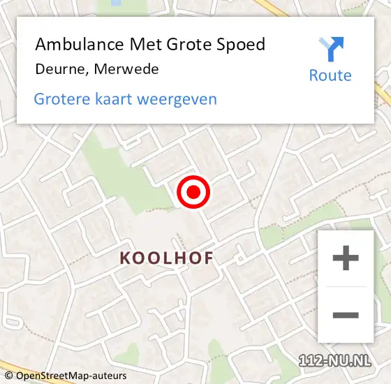 Locatie op kaart van de 112 melding: Ambulance Met Grote Spoed Naar Deurne, Merwede op 24 februari 2017 01:23