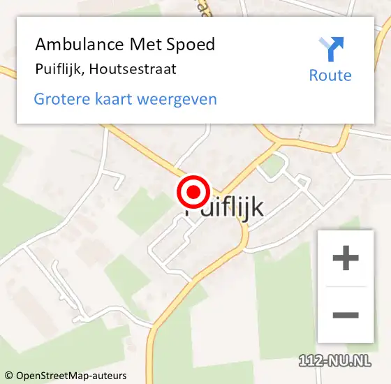 Locatie op kaart van de 112 melding: Ambulance Met Spoed Naar Puiflijk, Houtsestraat op 24 februari 2017 04:26