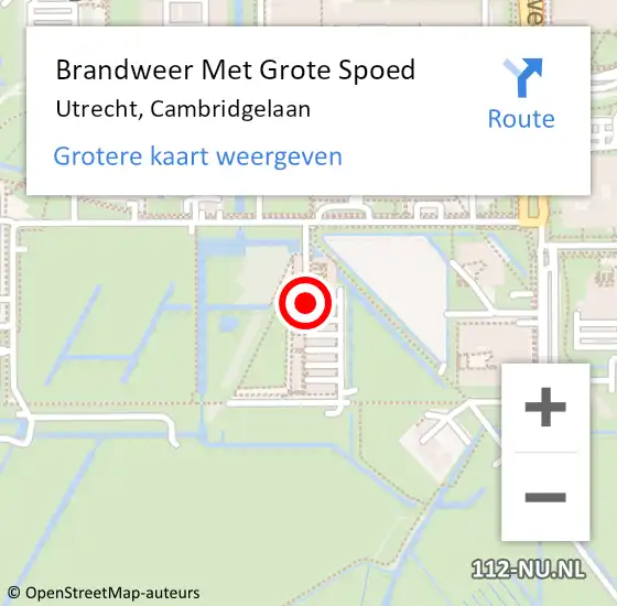 Locatie op kaart van de 112 melding: Brandweer Met Grote Spoed Naar Utrecht, Cambridgelaan op 24 februari 2017 04:44