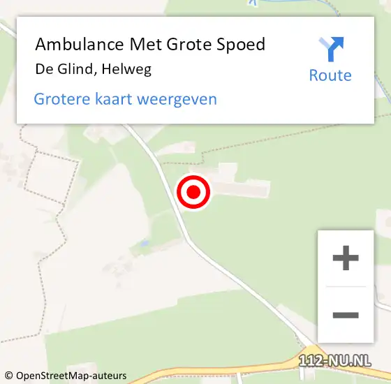 Locatie op kaart van de 112 melding: Ambulance Met Grote Spoed Naar De Glind, Helweg op 24 februari 2017 04:47