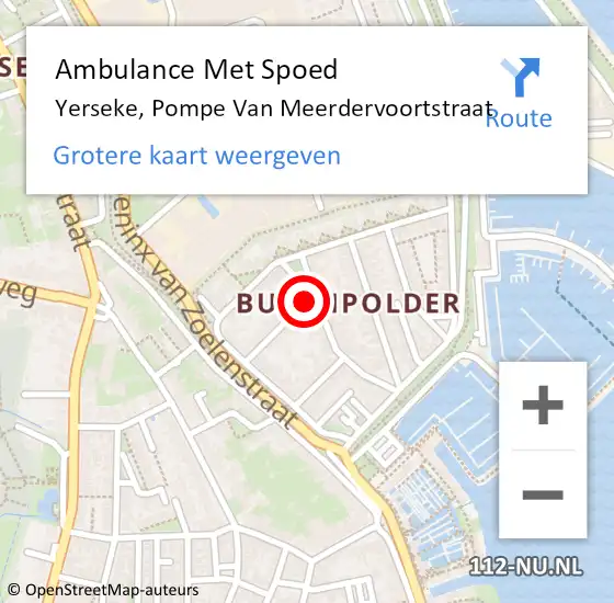 Locatie op kaart van de 112 melding: Ambulance Met Spoed Naar Yerseke, Pompe Van Meerdervoortstraat op 24 februari 2017 04:52