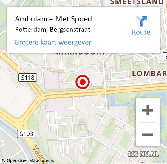 Locatie op kaart van de 112 melding: Ambulance Met Spoed Naar Rotterdam, Bergsonstraat op 24 februari 2017 05:47